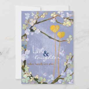Two Hearts Blue Wedding Rehearsal Dinner Invitation