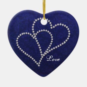Two Hearts Bonded - Faux Diamond - Ornament by BridesToBe at Zazzle