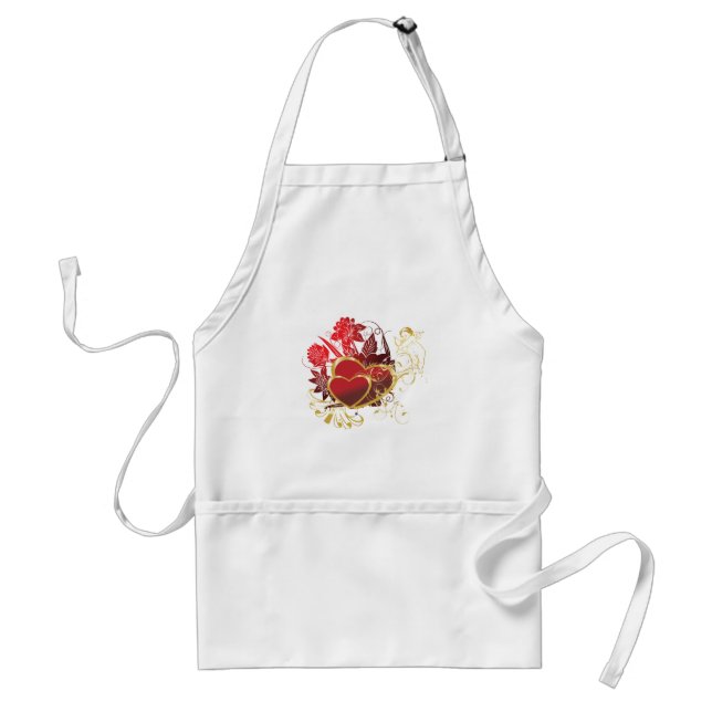 Two Hearts Bouquet Adult Apron (Front)