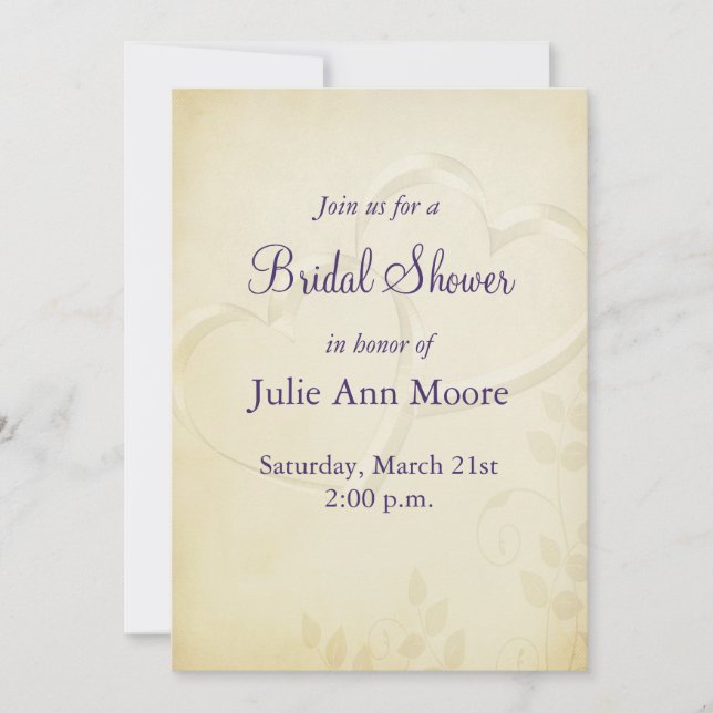Two Hearts Bridal Shower Invitation (Front)