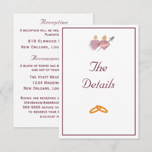 Two Hearts Burgundy Catholic Wedding  Enclosure Card