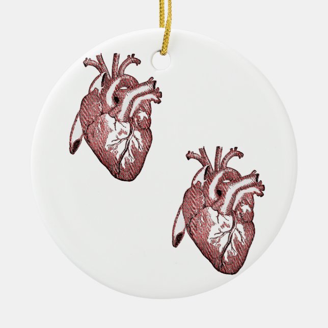 Two Hearts Ceramic Ornament (Front)