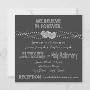 Two Hearts Chalkboard Wedding Invitation