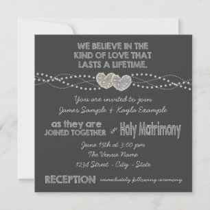 Two Hearts Chalkboard Wedding Invitation