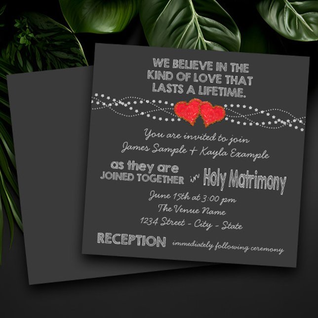 Two Hearts Chalkboard Wedding Invitation (Rustic traditional chalkboard wedding invitation. Simply add your details.)