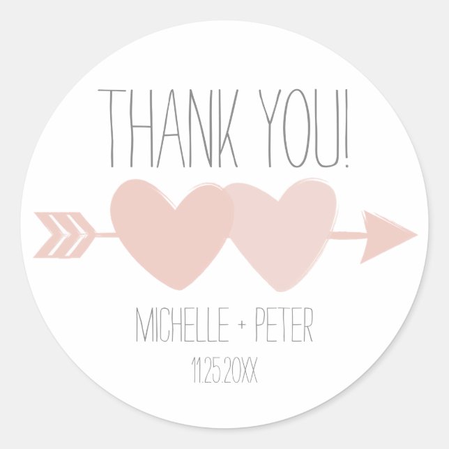 Two Hearts Classic Round Sticker (Front)