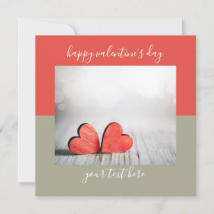 Two Hearts Colorblock  Custom Valentine's Day Card