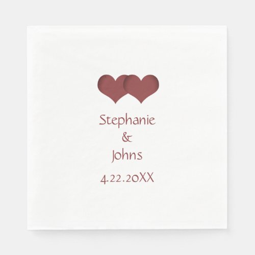 Two Hearts Couple Wedding Romantic Custom Name Napkins