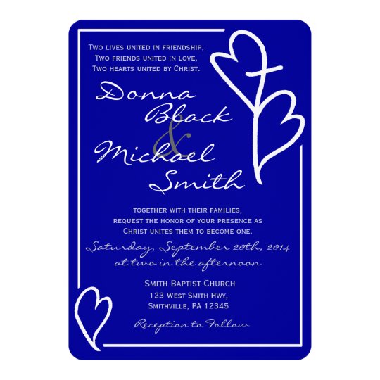 two hearts cross religious wedding invitations zazzle com