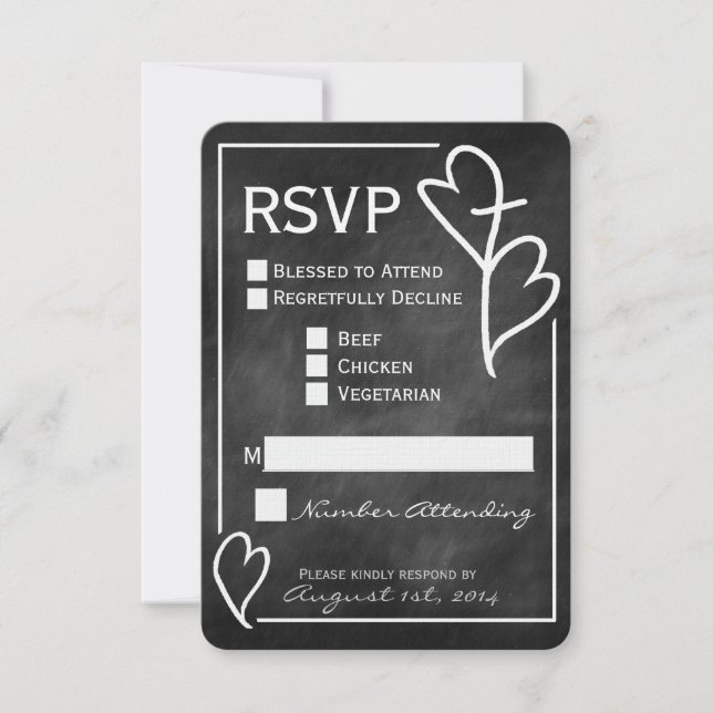 Two Hearts Cross Religious Wedding RSVP Card (Front)