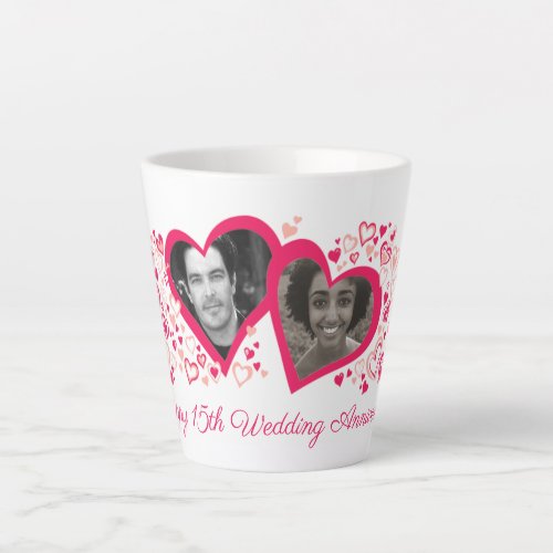 Two hearts custom wedding anniversary photo latte mug