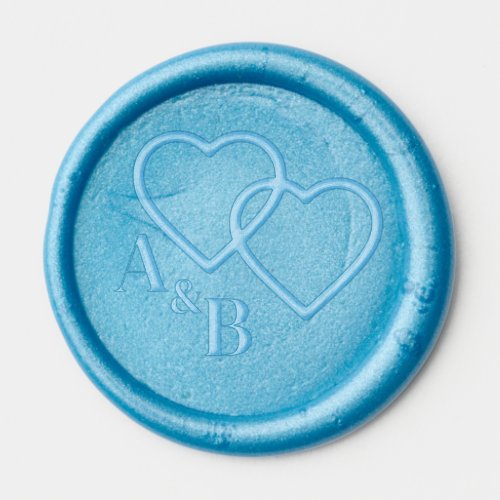 Two Hearts Customisable Double Monogram Wedding Wax Seal Sticker
