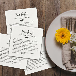 Two Hearts Cute Romantic Fun Facts Wedding Napkins