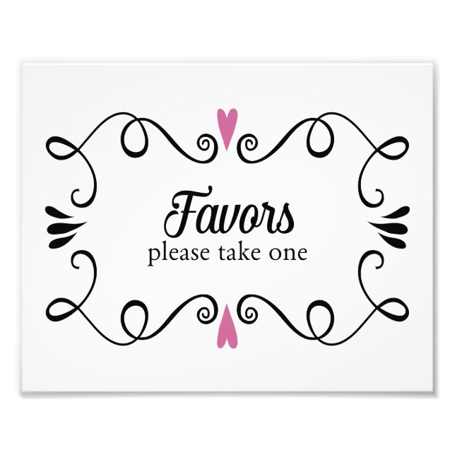 Two Hearts Favors Please Take One Wedding Sign (Front)