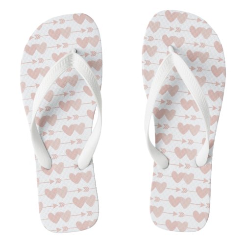 Two Hearts Flip Flops white