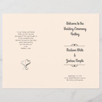 Two Hearts Folded Wedding Program Template by sandpiperWedding at Zazzle