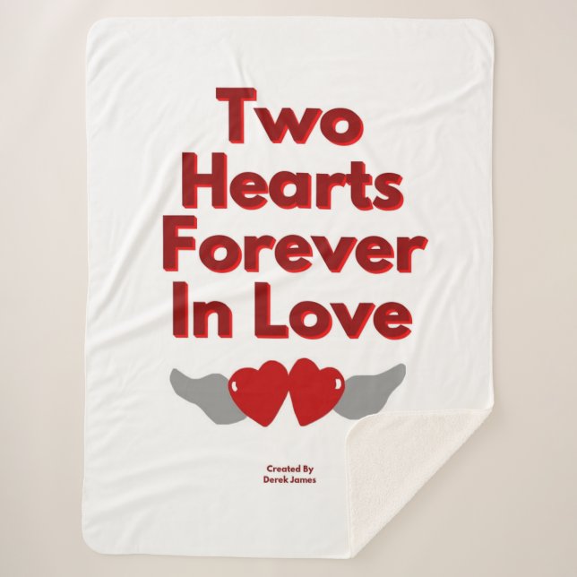 Two Hearts Forever In Love Large Sherpa Blanket (Front)