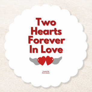 Two Hearts Forever In Love Scalloped Round Coaster