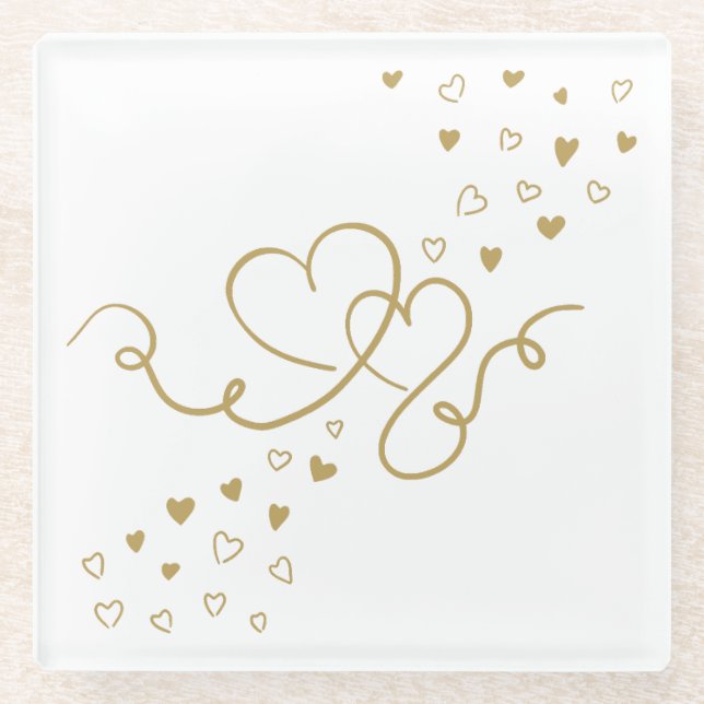 two hearts glass coaster (Front)