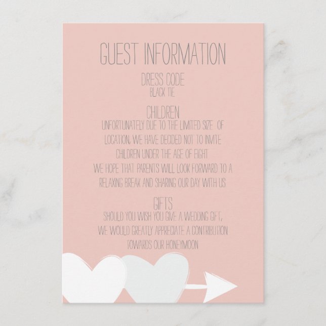 Two Hearts Guest Information Enclosure Card (Front)