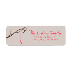 Two Hearts in a Tree Valentine's Love design Label