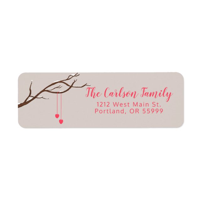 Two Hearts in a Tree Valentine's Love design Label (Front)