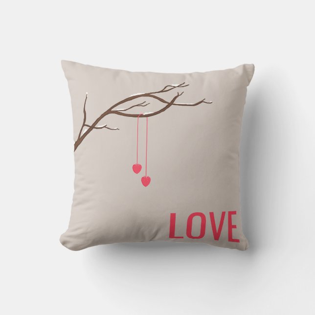 Two Hearts in a Tree Valentine's Love design Throw Pillow (Front)