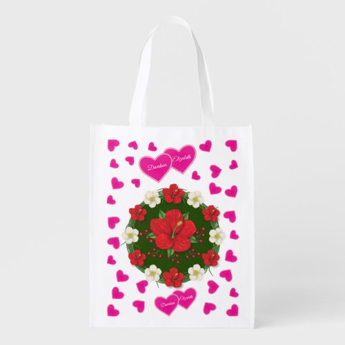 Two Hearts in bloom X Grocery Bag