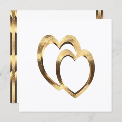 Two Hearts in Faux Gold Engagement Invitation