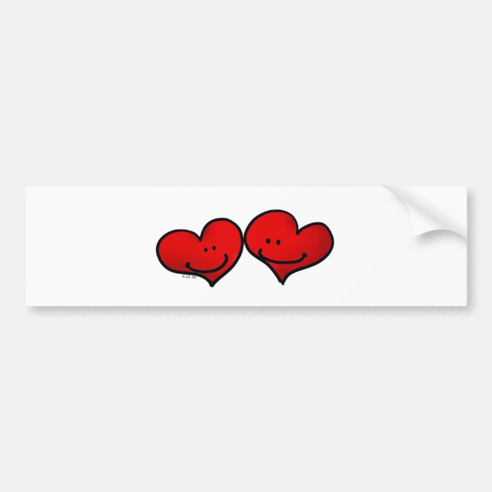 Two hearts in love bumper stickers