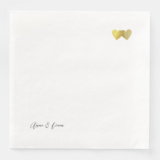 Two Hearts in Love custom printed Paper Dinner Napkins (Front)