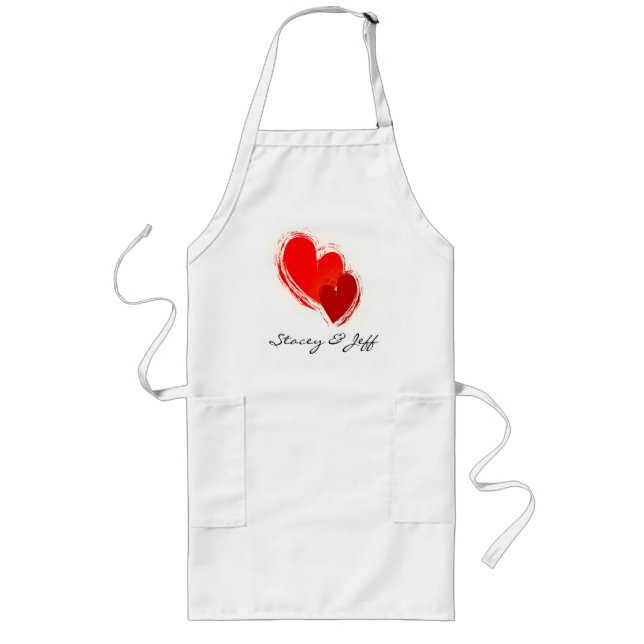 Two hearts in love long apron (Front)
