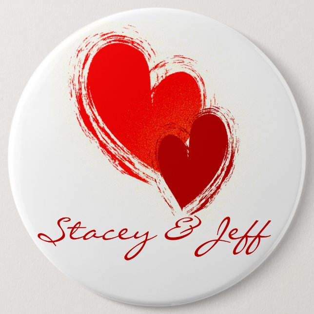 Two hearts in love pinback button (Front)