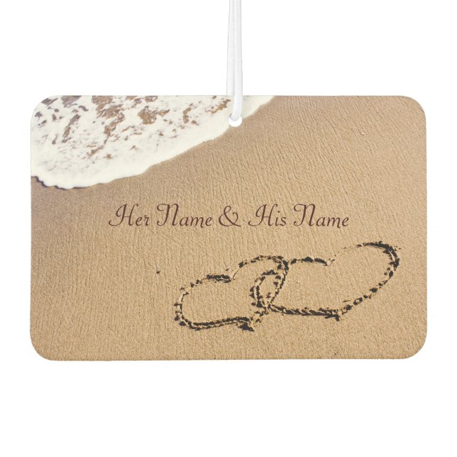 Two Hearts In The Sand Air Freshener (Front)