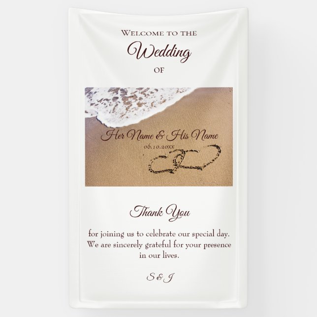 Two Hearts In The Sand Banner (Vertical)
