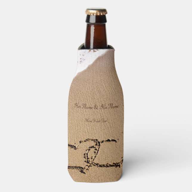 Two Hearts In The Sand Bottle Cooler (Bottle Front)