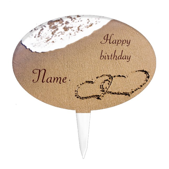 Two Hearts In The Sand Cake Topper (Front)