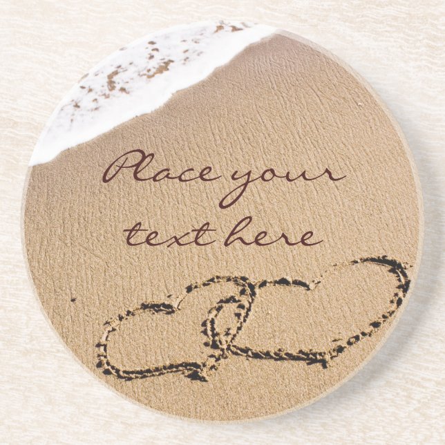 Two Hearts In The Sand Drink Coaster (Front)