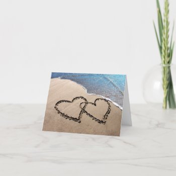 Two Hearts In The Sand Greeting Card by mvdesigns at Zazzle