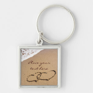 Two Hearts In The Sand Keychain