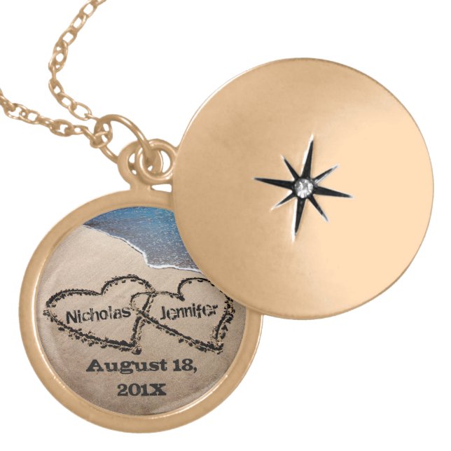 Two Hearts In The Sand Love Necklace (Front)