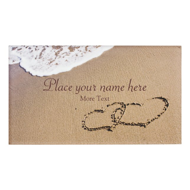 Two Hearts In The Sand Name Tag (Front)