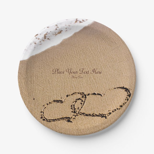 Two Hearts In The Sand Paper Plates (Front)