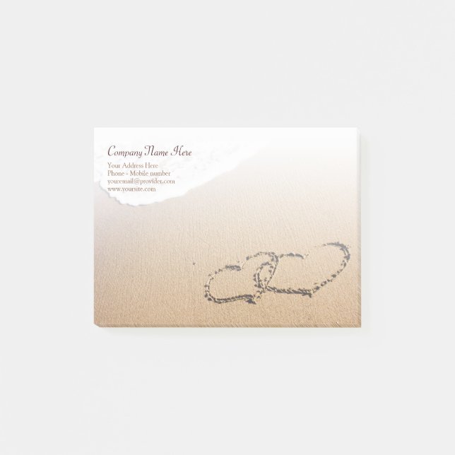 Two Hearts In The Sand Post-it Notes (Front)