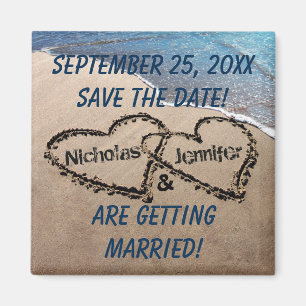 Two Hearts In The Sand Save The Date Magnet