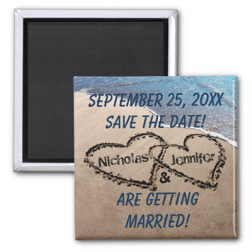 Two Hearts In The Sand Save The Date Magnet