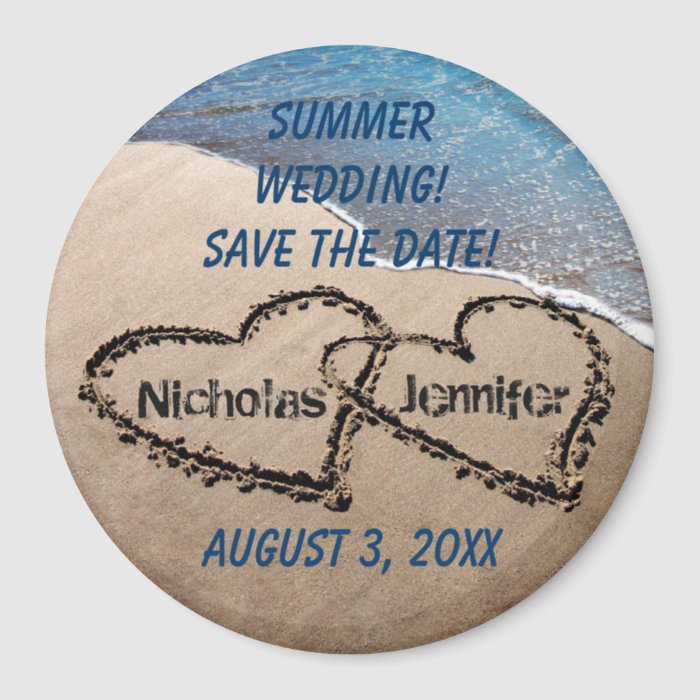 Two Hearts In The Sand Save The Date Magnet