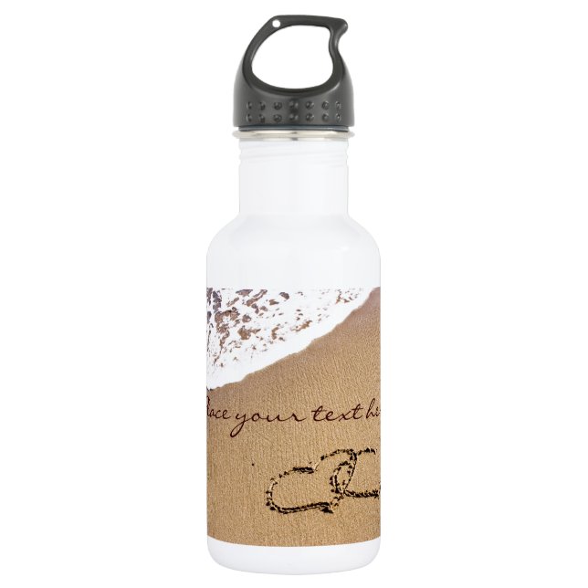 Two Hearts In The Sand Stainless Steel Water Bottle (Front)