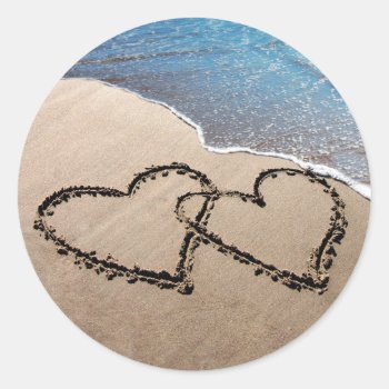 Two Hearts In The Sand Stickers by mvdesigns at Zazzle