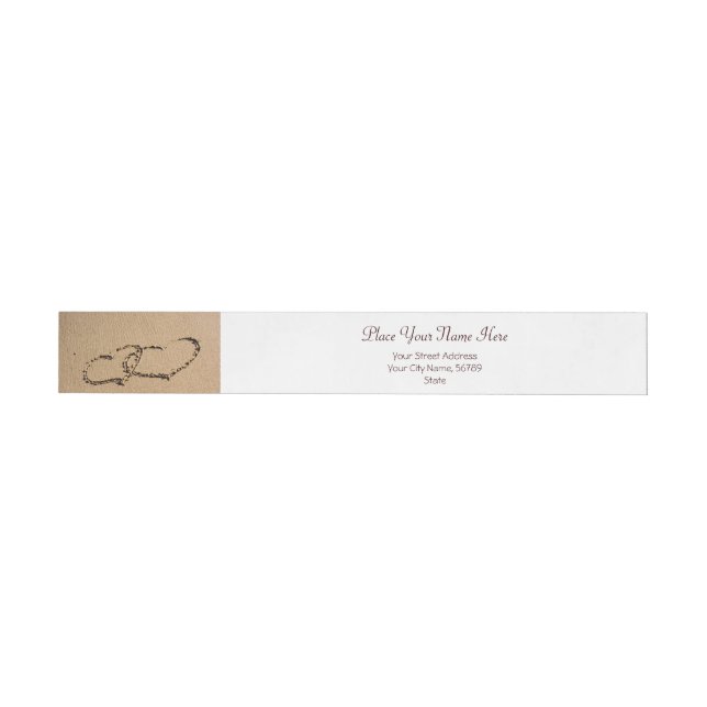 Two Hearts In The Sand Wrap Around Address Label (Individual)